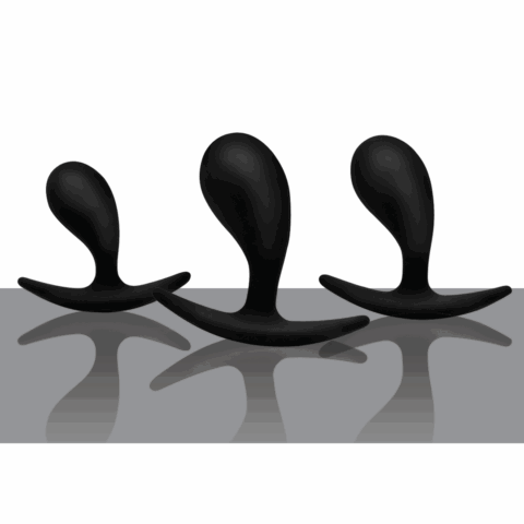 Dark Droplets - 3-delige Gebogen Anale Trainer Set - Zwart