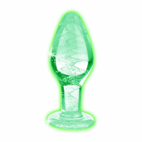 Glow-In-The-Dark - Glas Buttplug - Groot