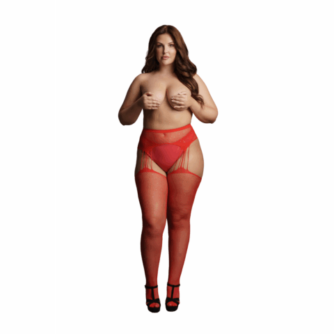 Suspenders met rhinestones panty - Plus Size