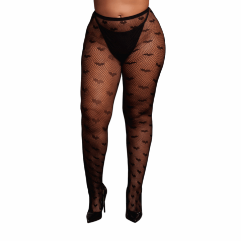 Hartenpatroon Panty - Plus Size - Zwart