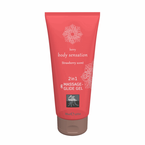 2 in 1 Massage en Glide Gel - Aardbei - 7 fl oz / 200 ml