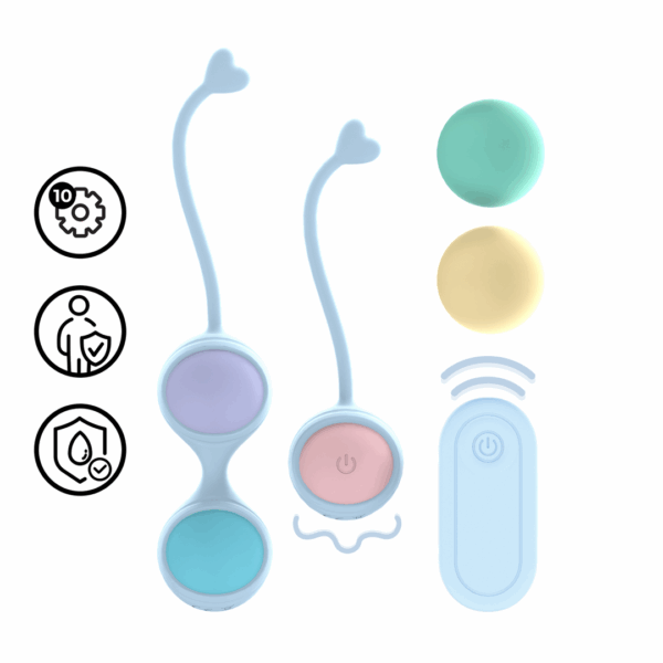 Vibrating and 5 Weight Interchangeable Kegel Kit with Remote Control - Purple