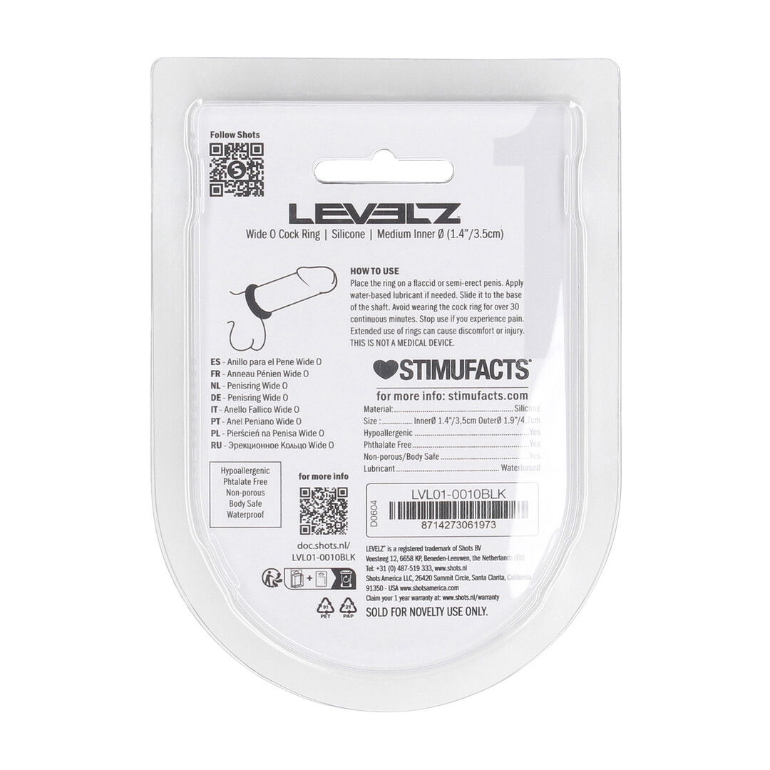 Wide O Silicone Cockring - M - 35mm - Zwart - Afbeelding 3