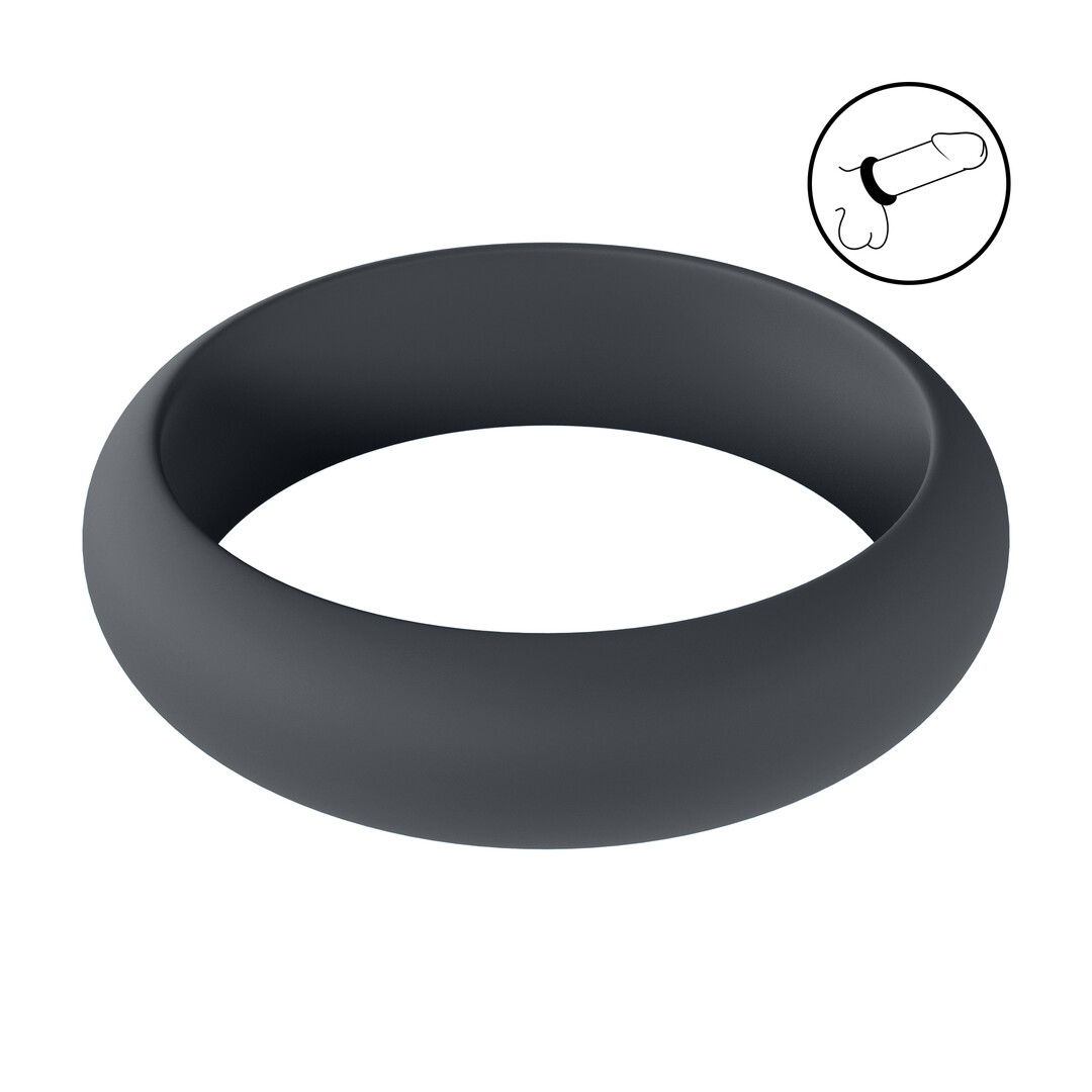 Wide O Silicone Cockring - M - 35mm - Zwart