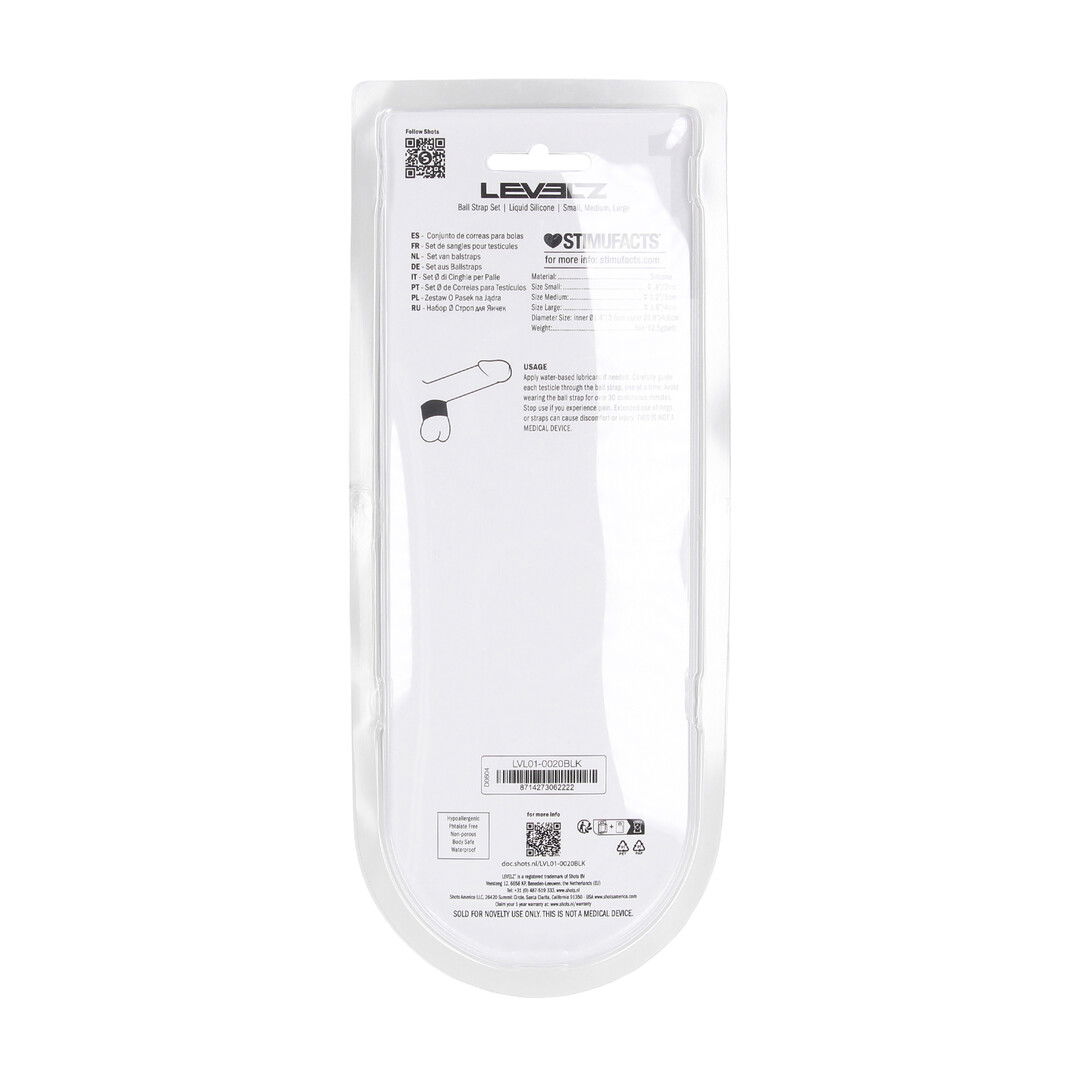 Vloeibare Siliconen Balriem Set van 3 - S/M/L - Zwart - Afbeelding 3