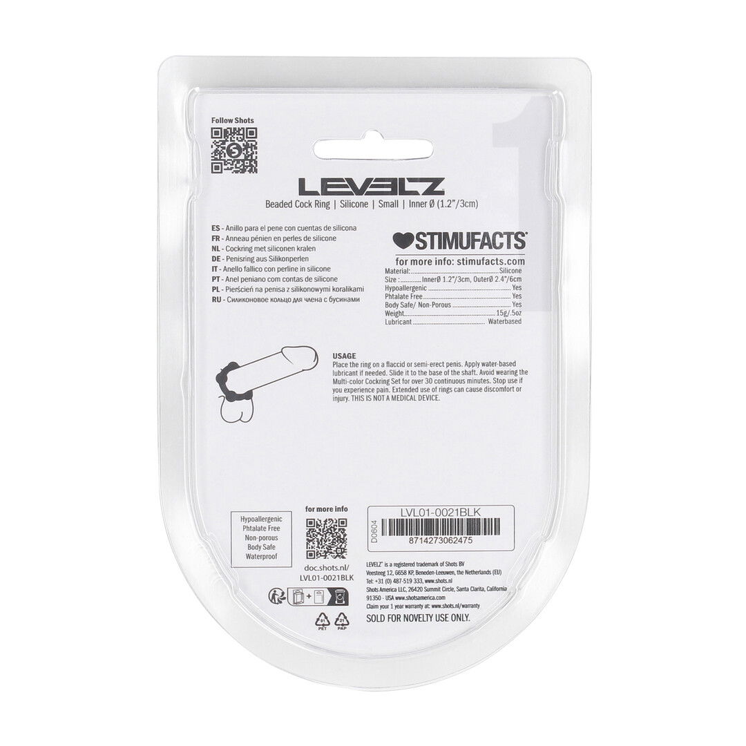 Kralen Silikon Cockring - S - 30mm - Zwart - Afbeelding 3