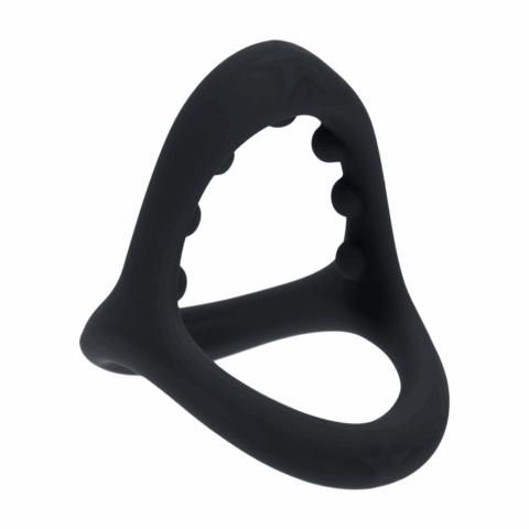 Zachte Kraal Grip Siliconen Penis- en Ballenring - Zwart