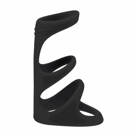 3 Lussen Siliconen Cockring - Zwart