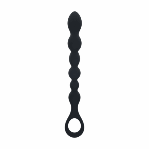 Kralen Slang Silicone Anale Probe met Lus - Zwart