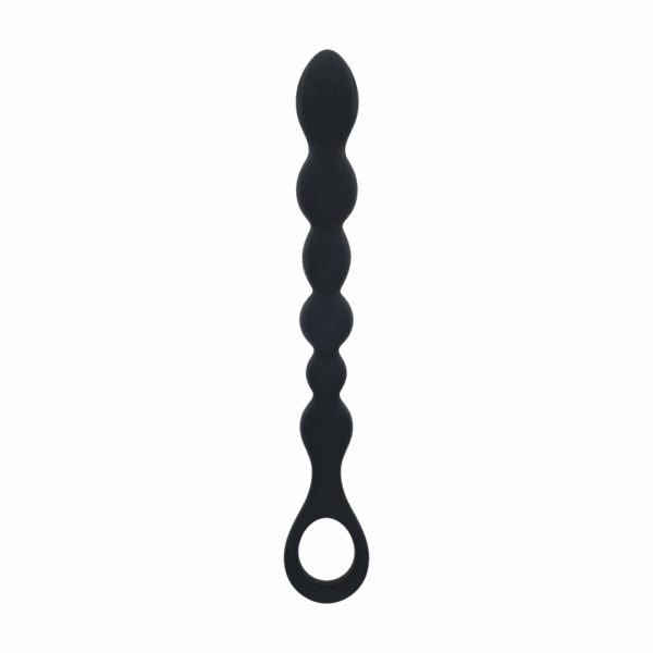 Kralen Slang Silicone Anale Probe met Lus - Zwart