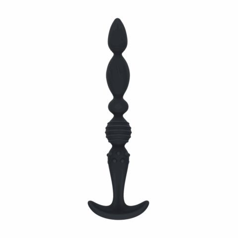 Multi Textured Silicone Flared Anale Probe - Zwart