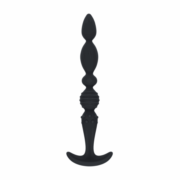 Multi Textured Silicone Flared Anale Probe - Zwart