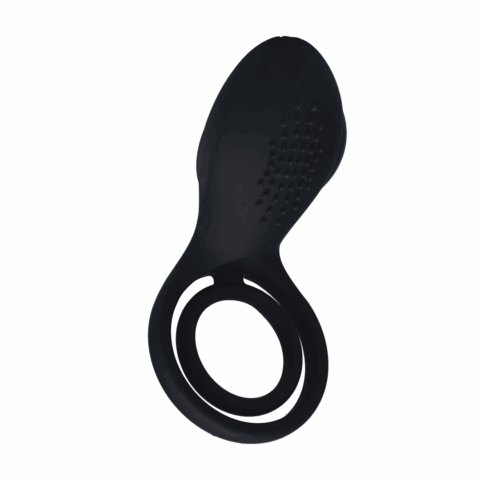 Vibrerende Cock- en Ballring met Vleugelstimulator - Zwart