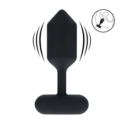 Hexagonale Vibrerende Siliconen Anale Plug - M - Zwart