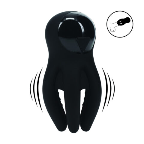 Digitale Vibrerende Silicone Penis Hoofd Stimulator met Tentakels - Zwart