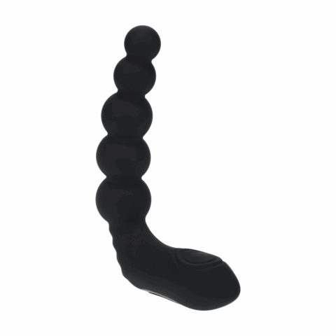 Vibrerende Verwarmende Buigbare Tapping Beaded Siliconen Prostaat Stimulator - Zwart