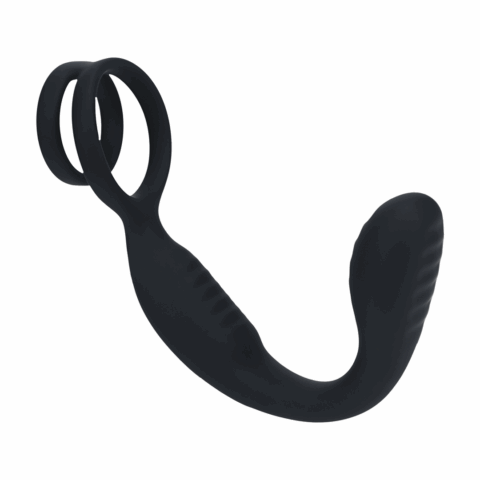 Vibrerende Siliconen Prostaatstimulator met Cock- en Ballring - Zwart