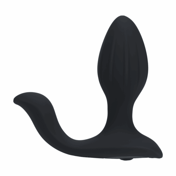 Vibrerende en Draaiende Siliconen Anale Plug met Bal Stimulator - Zwart