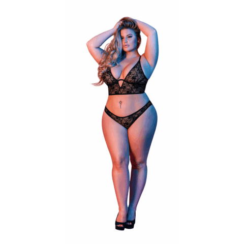 Ondersteunde Bralette en Panty Set - 2X - Zwart
