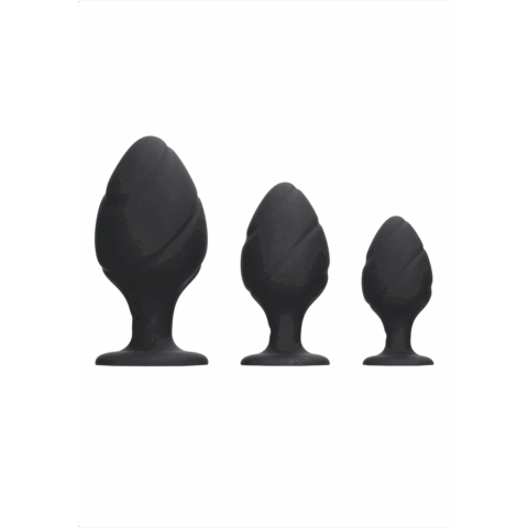 Gedraaid Butt Plug Set - Zwart