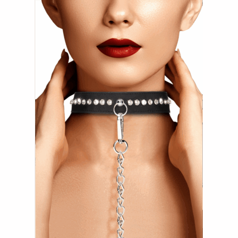 Diamanten Halsband met Leash