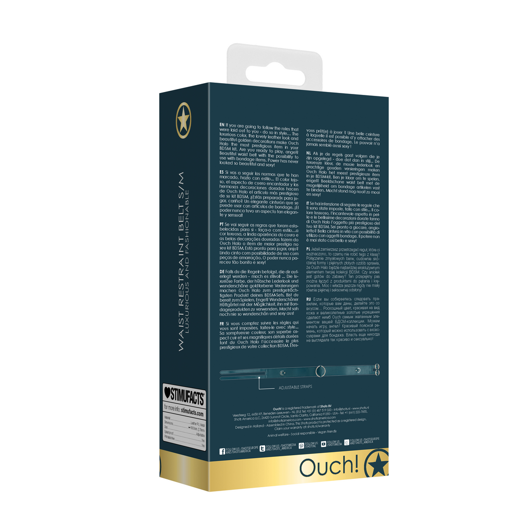 Waist Belt with Bondage Rings - S/M - Afbeelding 3