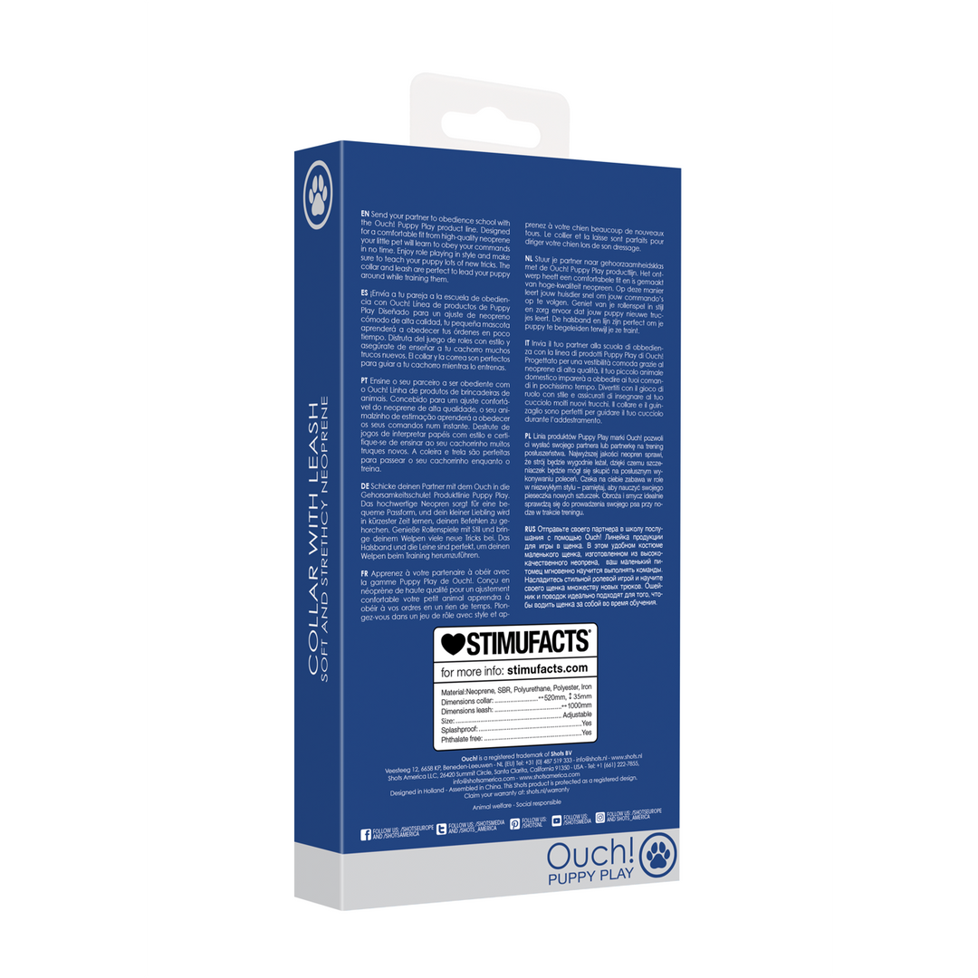 Neopreen Halsband met Leash - Afbeelding 3