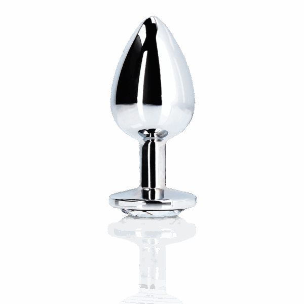 Ronde Gem Butt Plug - Medium - Zilver/Diamant