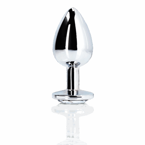 Ronde Edelsteen Butt Plug - Groot - Zilver/Diamant