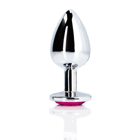 Hartje Gem Buttplug - Groot - Zilver/Rubellite Roze