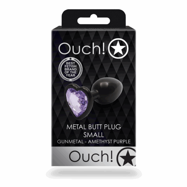 Heart Gem Butt Plug - Klein - Gunmetal/Amethyst Paars - Afbeelding 3