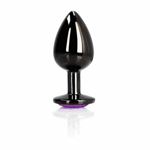 Heart Gem Butt Plug - Large - Gunmetal/Amethyst Paars