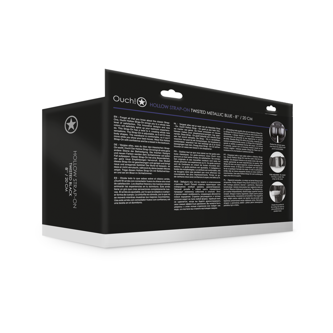 Gestructureerde Gebogen Holle Strap-On - 8 / 20 cm - Metallic Blauw - Afbeelding 3