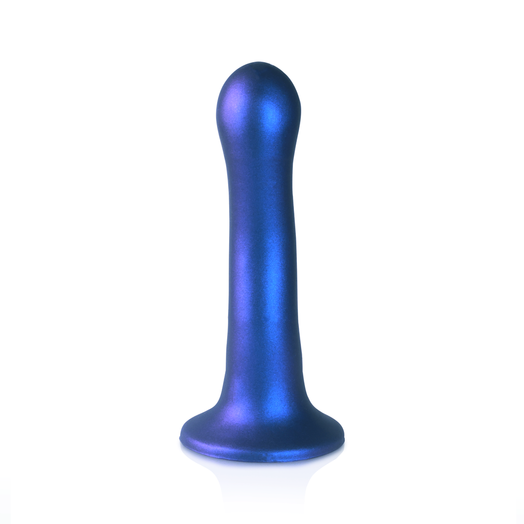 Ultra Zachte Siliconen Curve G-Spot Dildo - 7'' / 17 cm - Metallic Blauw - Afbeelding 3