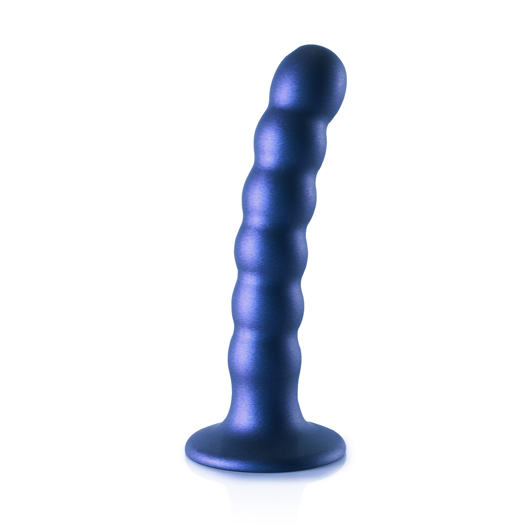 Beaded Silicone G-Spot Dildo - 5'' / 13 cm - Metallic Blauw - Afbeelding 3