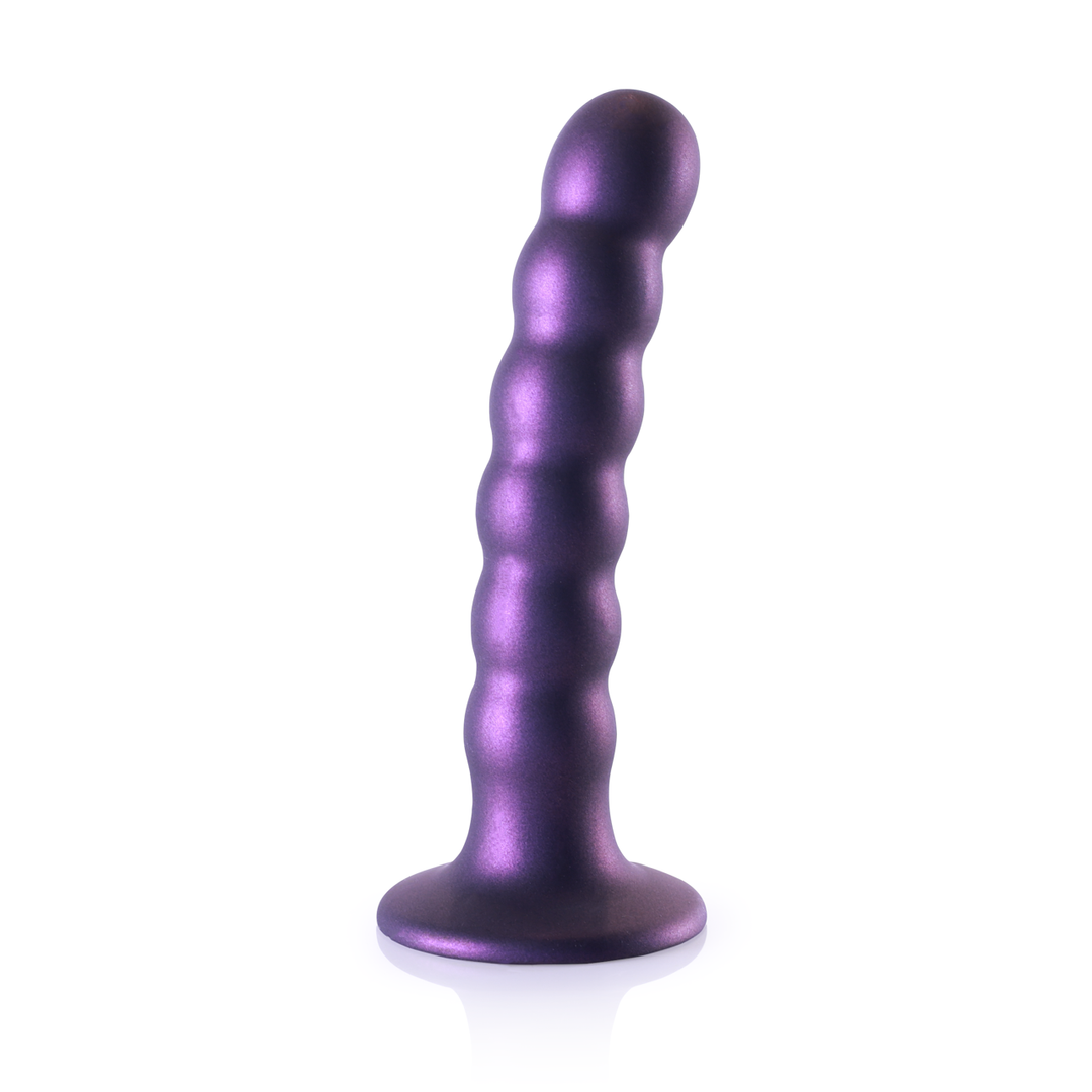 Beaded Silicone G-Spot Dildo - 5'' / 13 cm - Metallic Paars - Afbeelding 3