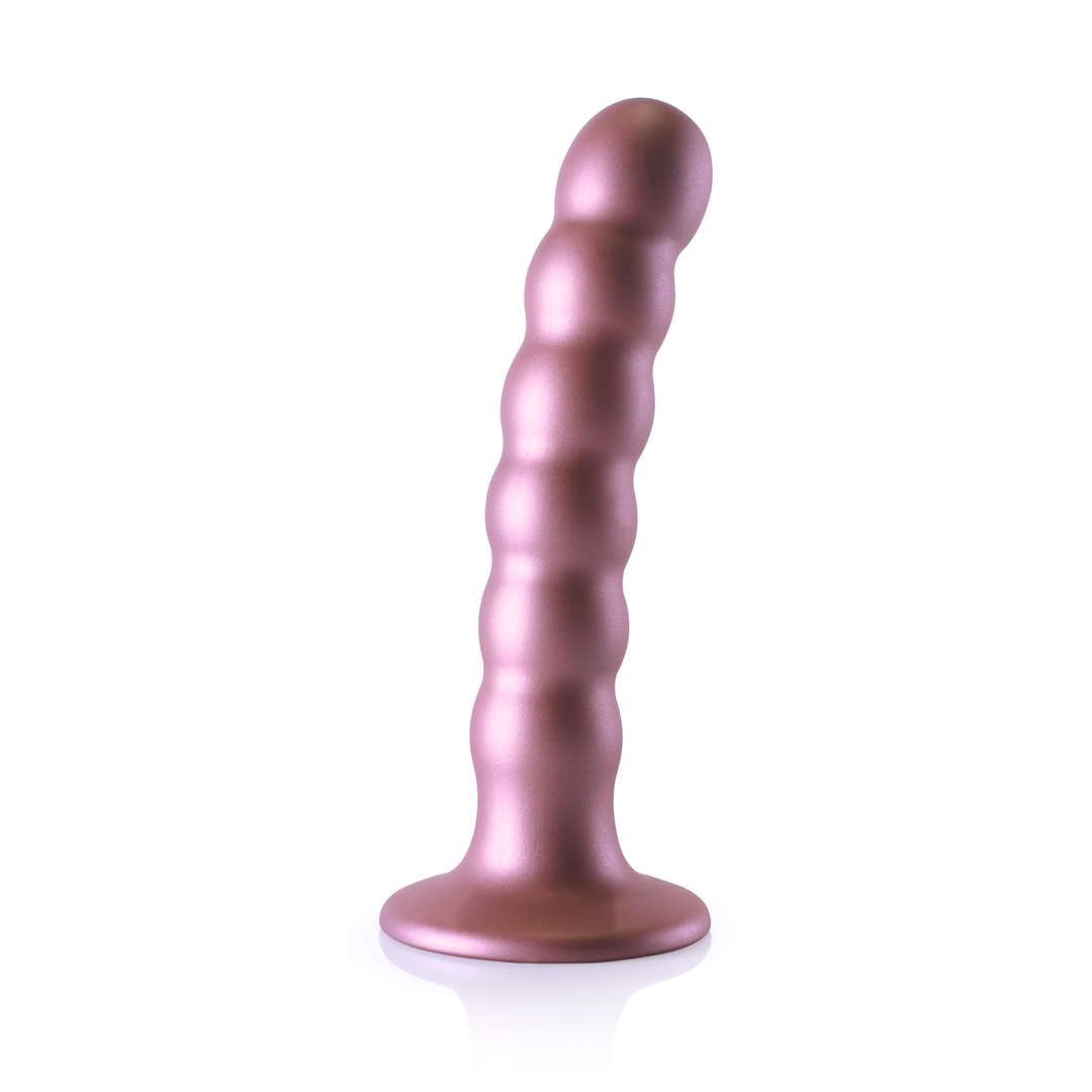 Beaded Silicone G-Spot Dildo - 5'' / 13 cm - Roségoud - Afbeelding 3