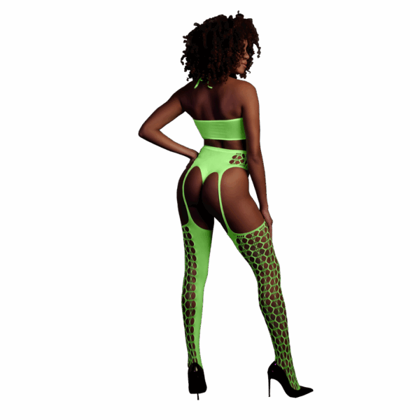 Twee Delige Set met Crop Top en Kousen - One Size - Neon Groen - Afbeelding 3