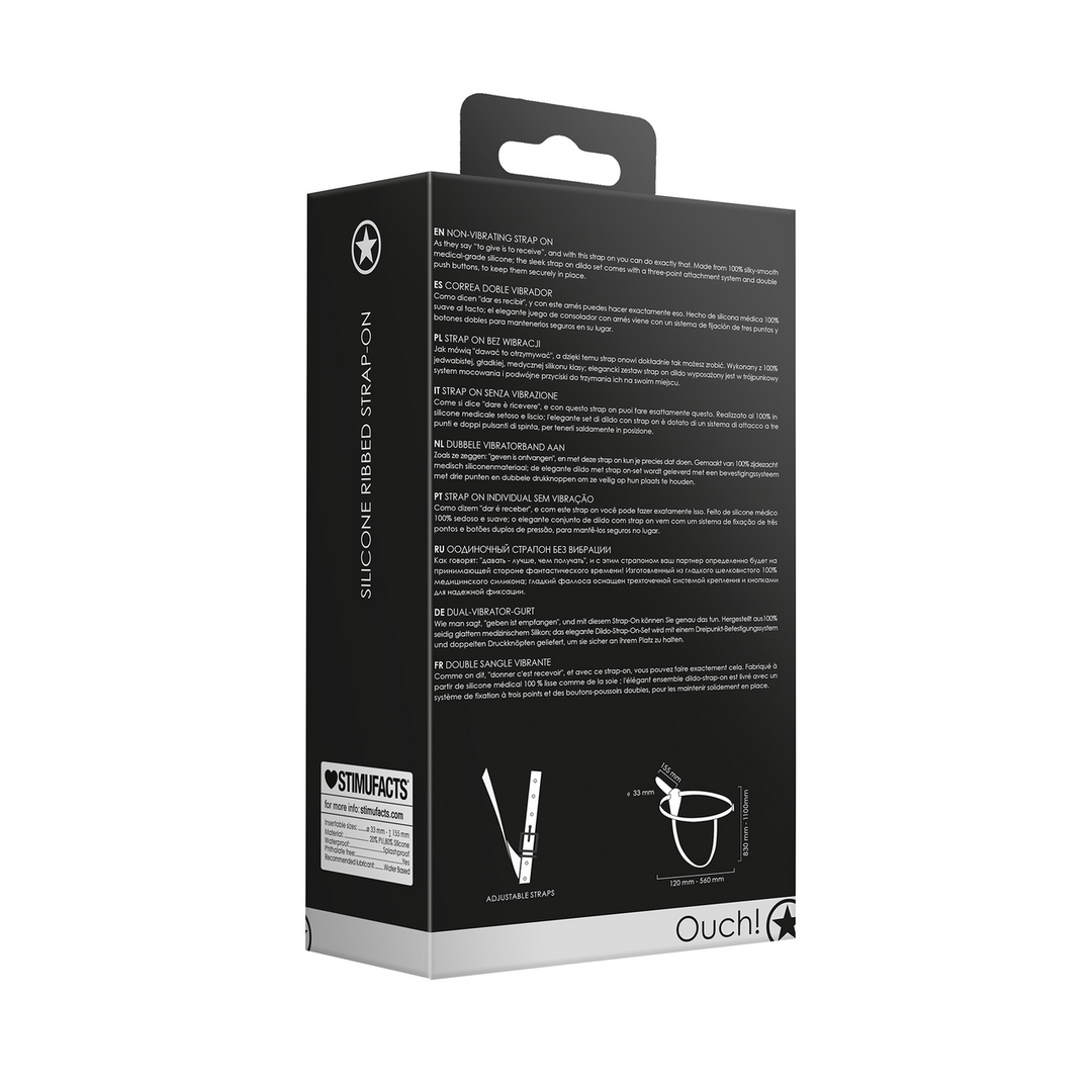 Siliconen Geribbelde Strap-On - Verstelbaar - Zwart - Afbeelding 3
