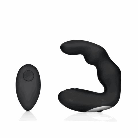 Gebogen Vibrerende Prostaatmassager met Afstandsbediening - Zwart