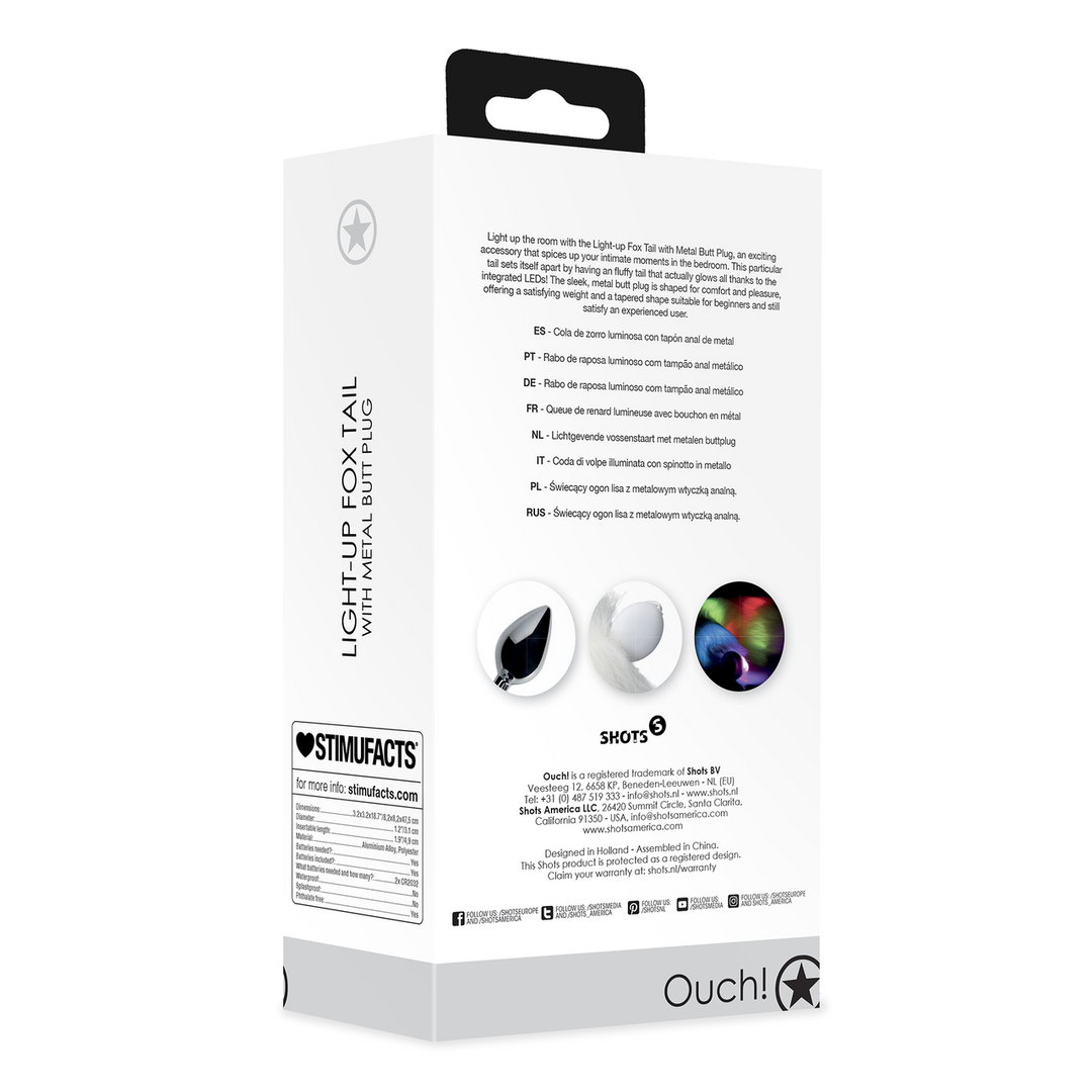 Lichtgevende vossenstaart met metalen buttplug - Afbeelding 3