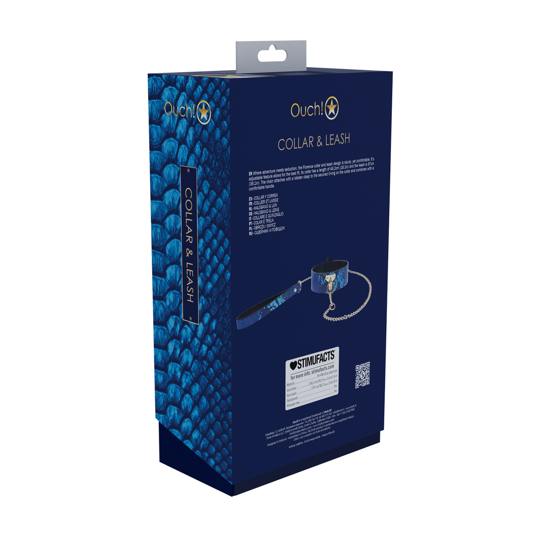 Florence Collectie - Halsband met Leash - Blauw - Afbeelding 3