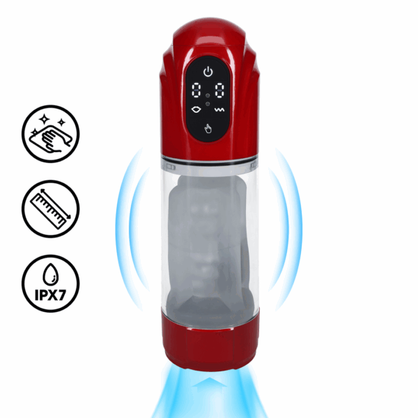 TechnoThrust - Automatische Waterdichte Masturbator Pomp - Metallic Rood - Afbeelding 3