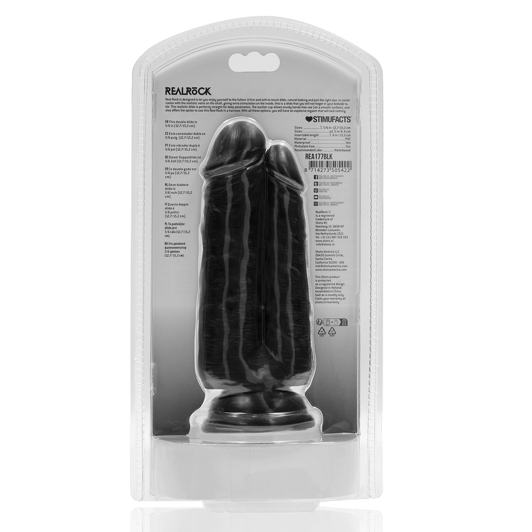 Twee in Een Dildo 5/6 - 12,7/15,2 cm - Zwart - Afbeelding 3
