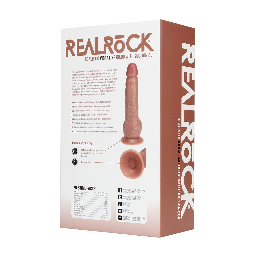 Vibrerende Reguliere Rechte Penis met Ballen - 7 / 18 cm - Tan - Afbeelding 3