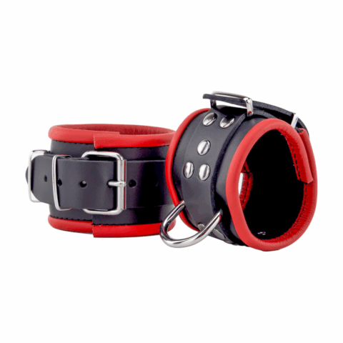 Leren Handboeien - Rood/Zwart