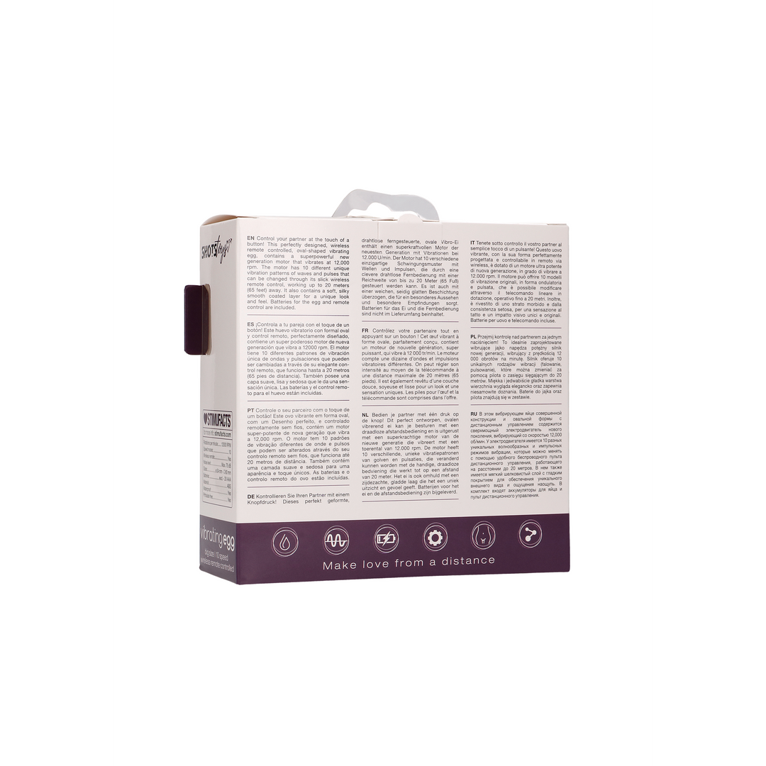 Vibrerende Ei met 10 Snelheden en Afstandsbediening - L - Paars - Afbeelding 3