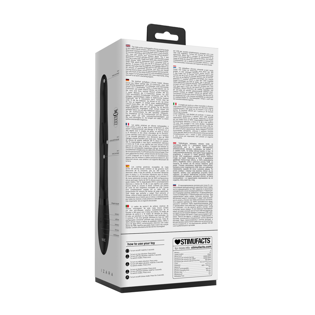 Izara - Draaibare Parels Konijnen Vibrator - Zwart - Afbeelding 3