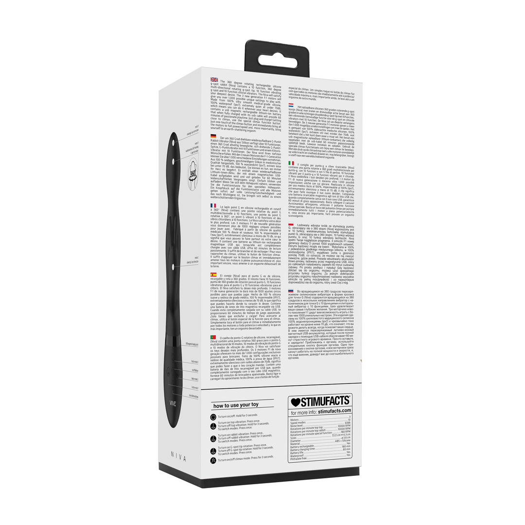 Niva - Draaibare Konijnen Vibrator - Zwart - Afbeelding 3