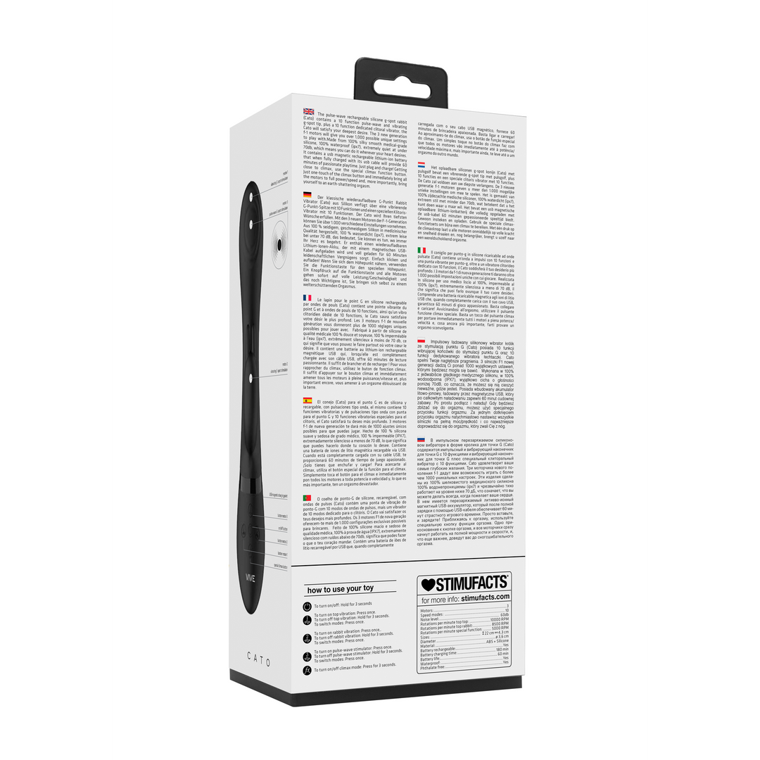 Cato - Pulse G-spot Konijn - Zwart - Afbeelding 3